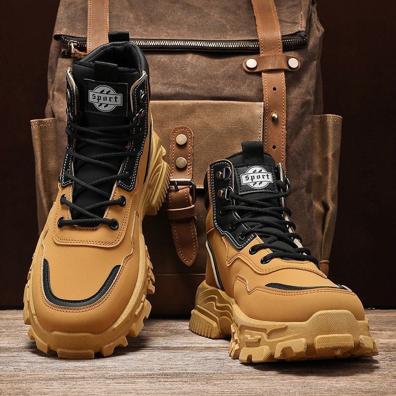 Men's Autumn Wear-Resistant Boots High-Top British Style American Retro Work Boots Outdoor Mountaineering Desert Combat Boots