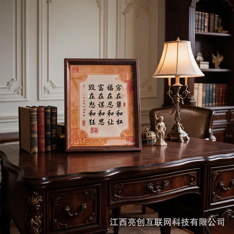 Calligraphy and Painting Wooden Hollow Picture Frame Display Stand Wholesale Study Room Decoration Zeng Guofan's Family Motto Inspirational Ornament Wealth Comes from Patience Calligraphy and Painting Wooden Hollow Picture Frame Display Stand Wholesale Study Room Decoration Zeng Guofan's Family Motto Inspirational Ornament Wealth Comes from Patience