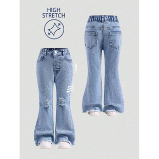 C 60847 girls' spliced bell bottom jeans Ůͯƴ������ţ��ѝ