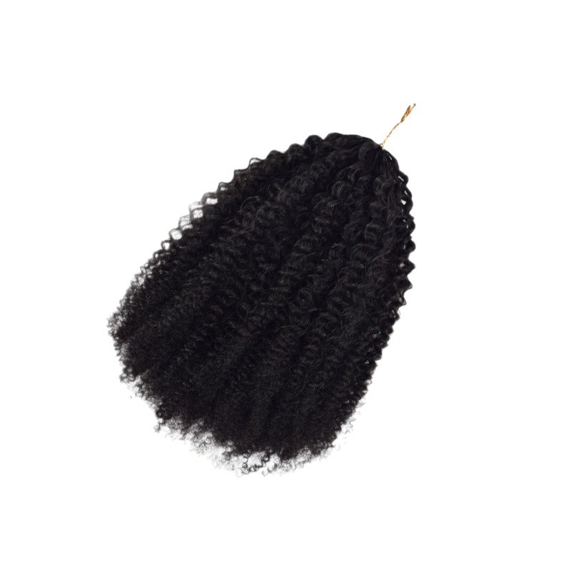 Peluca Crochet de Cabello Humano Rizado Afro Tejido a Mano para Mujeres