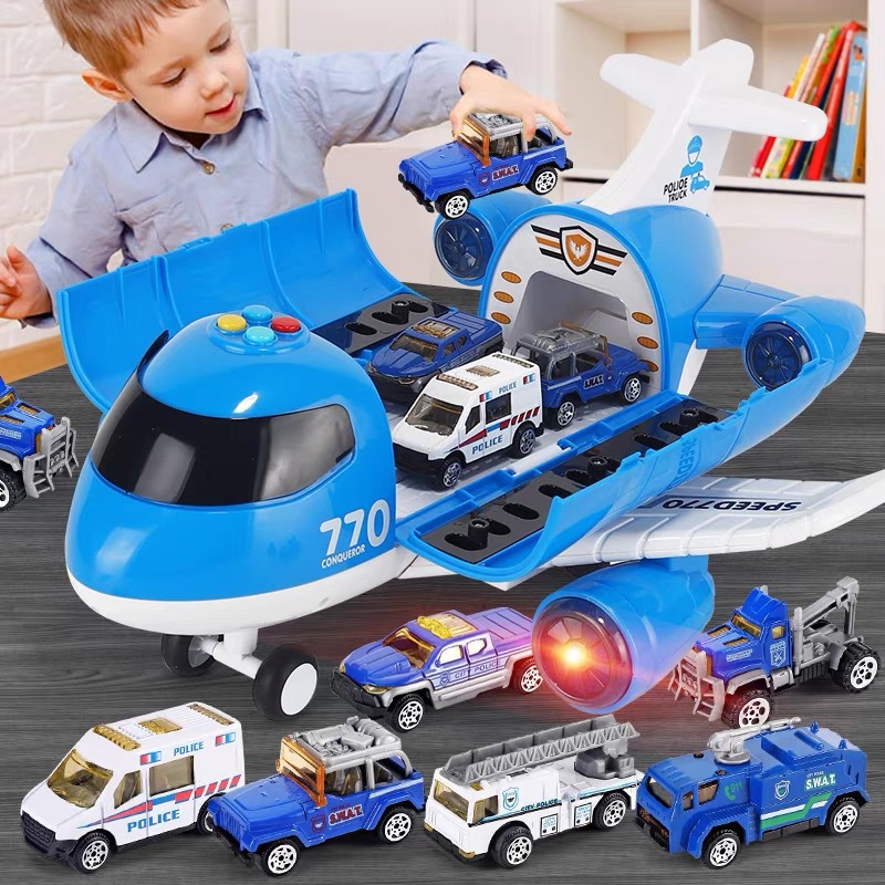 Large Children's Toy Airplane Educational Early Education Storage Passenger Aircraft with Light Little Boy's Fall-Resistant Multi-Functional Toy Car
