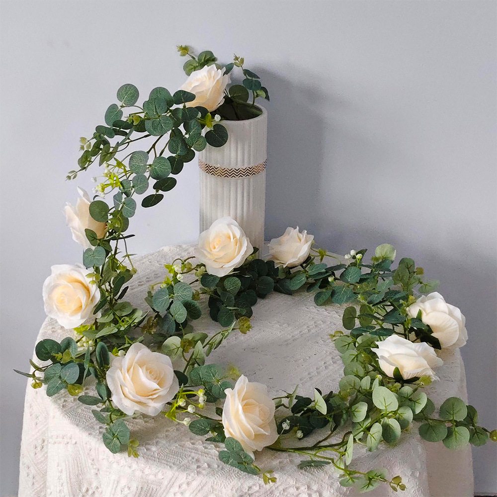 Simulación de flores rosas de vid arco de boda enredado de vid peonía vid