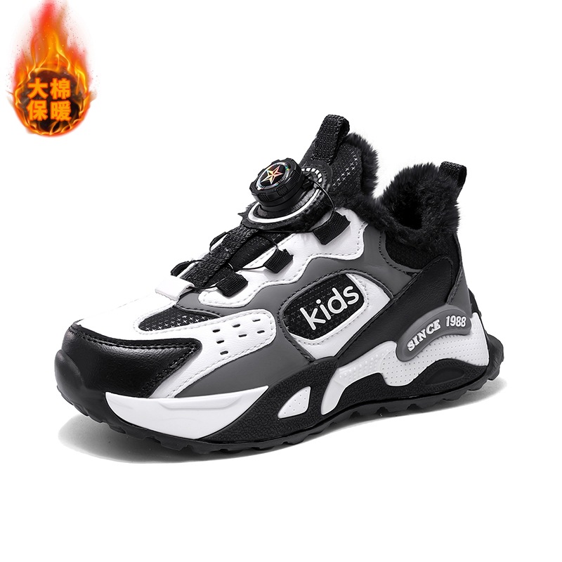 2025 nuevo otoño y invierno más calentamiento de terciopelo zapatos de niñas zapatos de algodón grandes zapatos de niños pequeños zapatos de suela suave