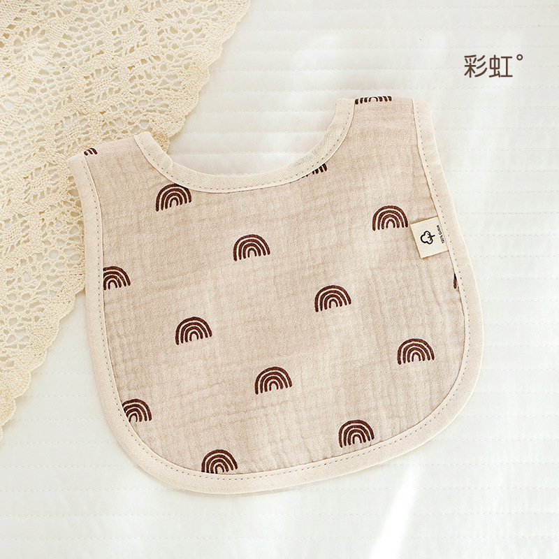 Seis capas de gasa de algodón babero en forma de U toalla de saliva para niños babero para comer para bebés babero anti-escupir para bebés