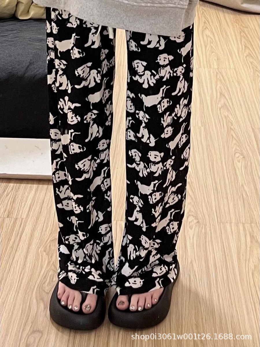 Pantalones Anchos de Pijama de Seda de Hielo Poliéster para Verano image 5