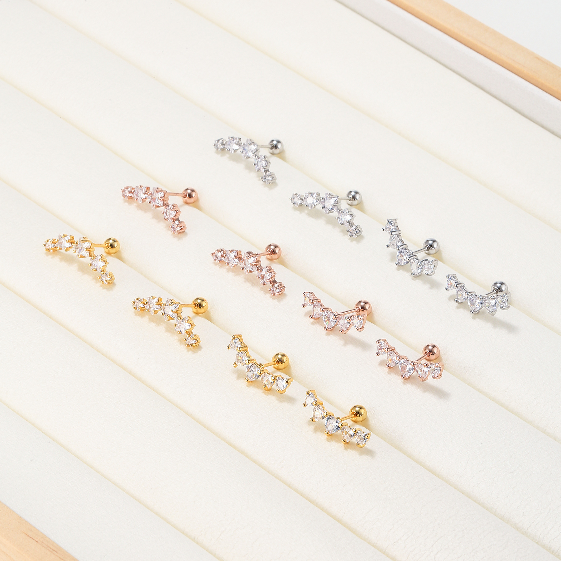 Star Love Ear Bone Stud Micro Inlaid Zircon Stainless Steel Puncture Twist Ball Ear Stud