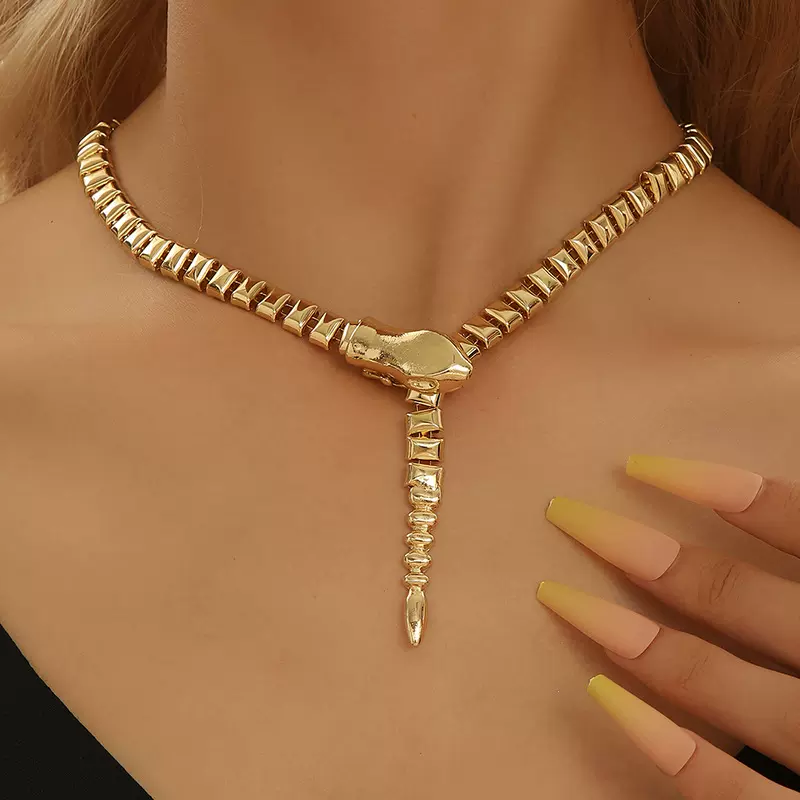 欧美复古夸张个性蛇骨蛇形项链轻奢气质高级感名媛走秀锁骨链项链