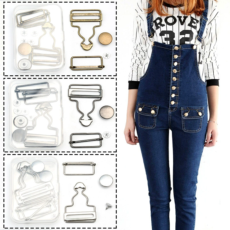 Overall, lock, adjustable accessory, golden metal jeans, lifting effect