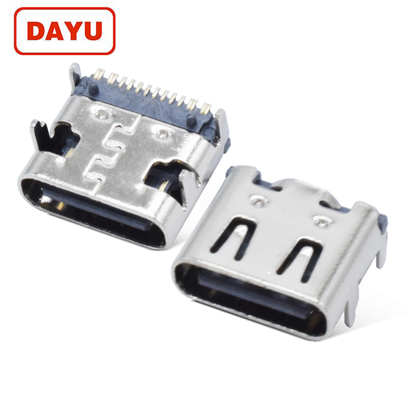 type-c母座板上16P带弹卧式贴片大电流PD快充5A插座连接器