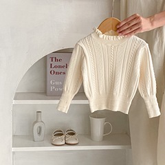 ins2023 autumn style baby girl infant children fungus stand collar hollow round neck knitted top pullover base layer