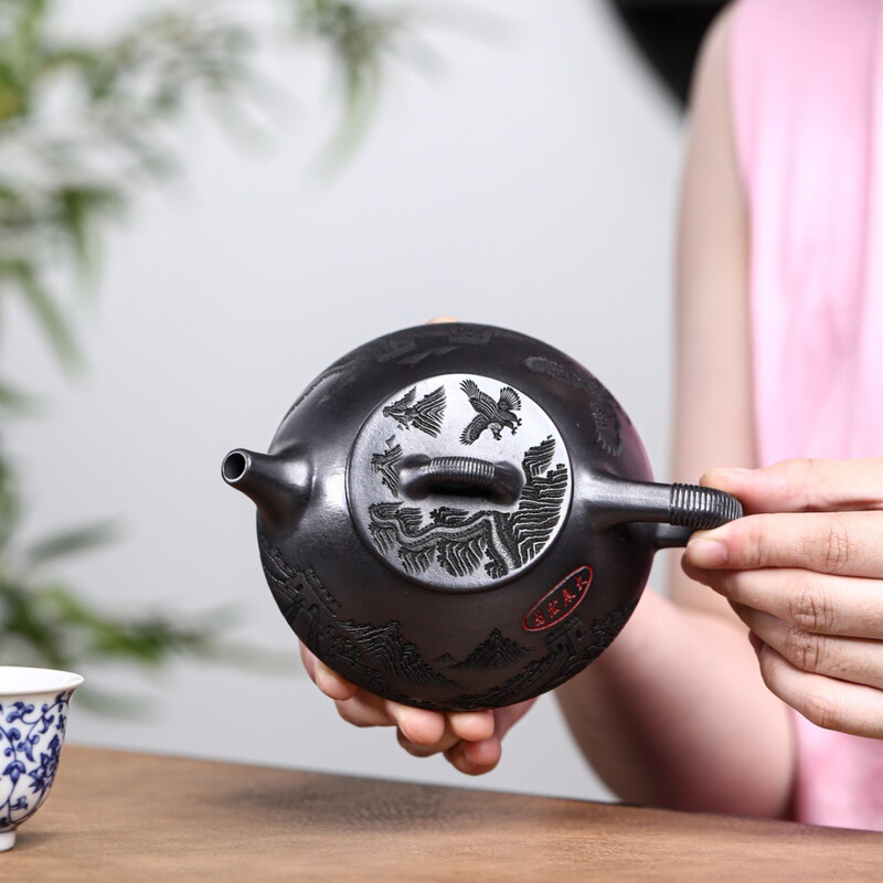 线瓢 宜兴紫砂壶石黄料匠心手制精美实用紫砂茶壶茶具|undefined