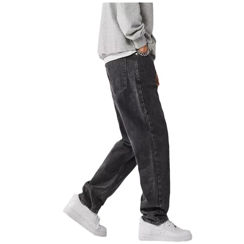 Urban Style Men's Autumn/Winter 2024 New Arrival Personality Solid Color Jeans Hip-Hop Instagram Trendy High Street Fashion Cool and Slightly Aggressive Trousers
