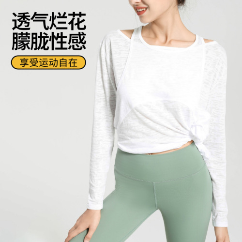 European and American sports tops for women, loose large size, quick-drying fitness long-sleeved autumn coat, yoga wear, running cover-up