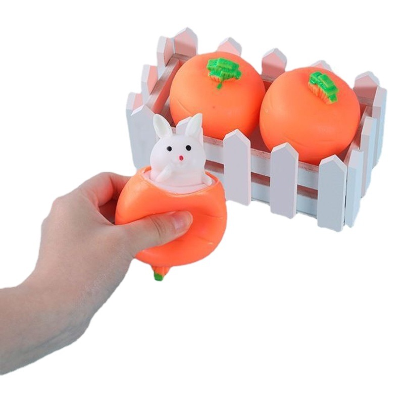 Juguete Antiestrés de Conejo de Zanahoria para Apretar, Estilo TikTok, Tamaño de Bolsillo, Venta al por Mayor