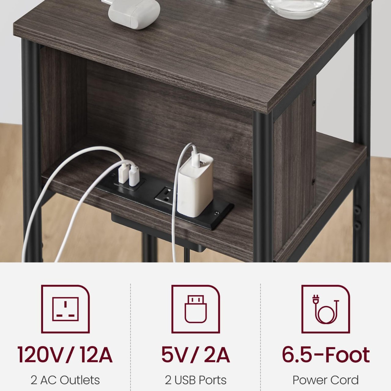 American moderno simple sofá de sala de estar cuadrado gabinete lateral hierro forjado hogar dormitorio esquina de mesilla de cama