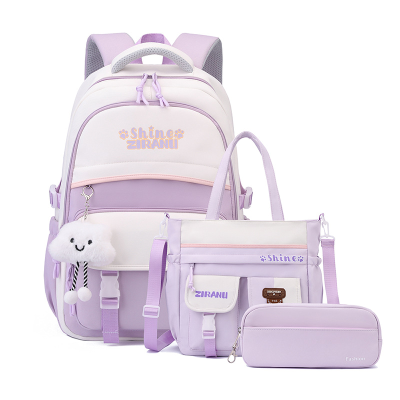 Mochila escolar transfronteriza para niñas, versión coreana elegante, gran capacidad, ligera, que reduce la carga y protege la columna vertebral, mochila de doble asa para estudiantes de secundaria.