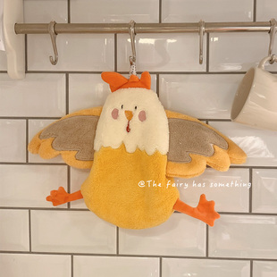 Cute Chick Hand Towel Hanging Absorbent Quick-Drying Kitchen Handkerchief Hand Towel Cartoon Thickeneded Hand Towel
