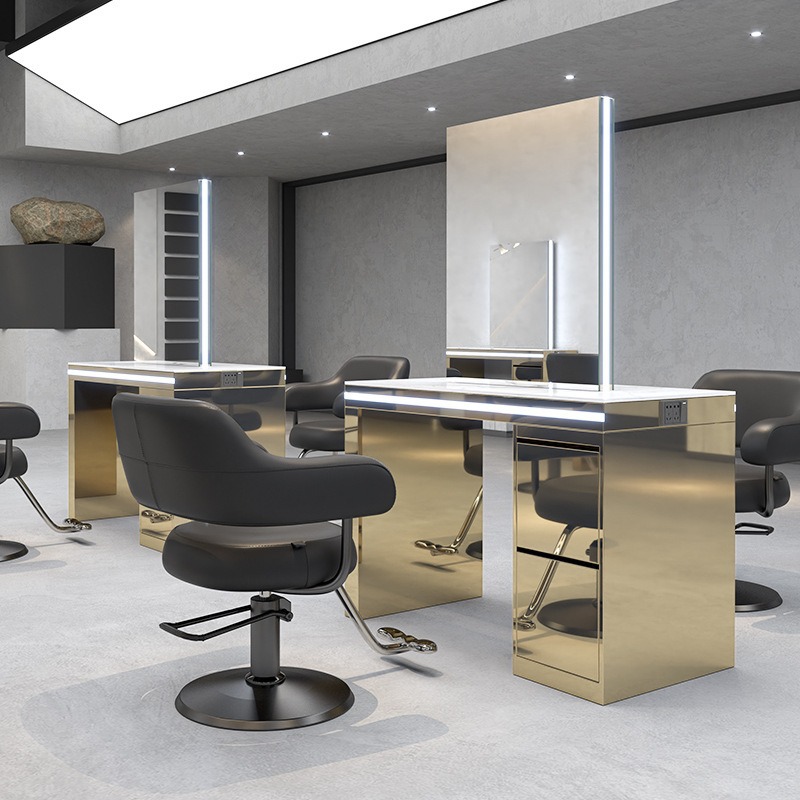 Barbería de alta calidad espejo red salón de peluquería espejo tabla especial de acero inoxidable mármol cortadora tabla de permafrada