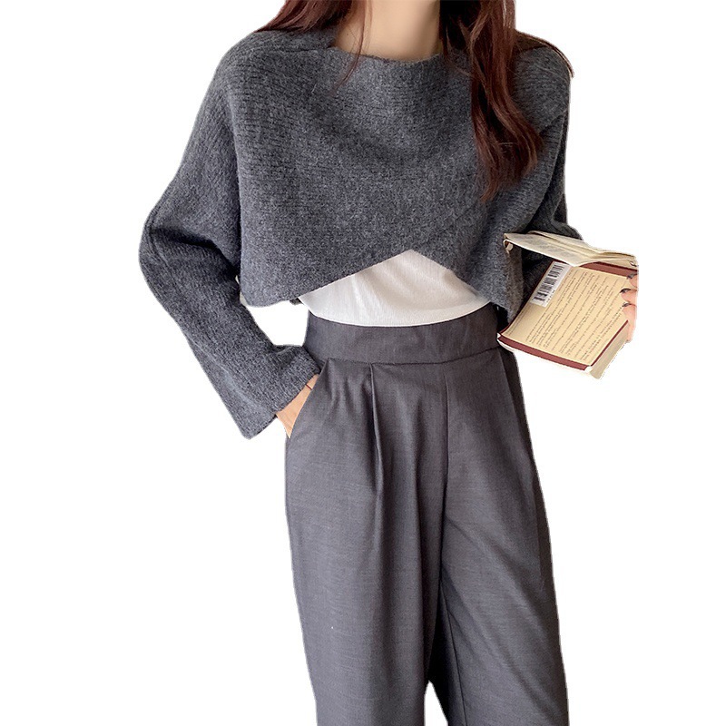 24 invierno Puyuan estilo neutro japonés y coreano ropa casual de punto chaqueta de cuello grueso suéter suelto