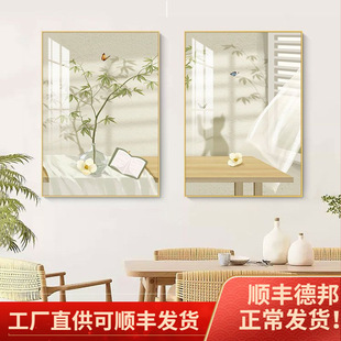 Dining room decorative painting modern minimalist dining table background wall mural light luxury High sense wall painting small fresh dining room hanging painting