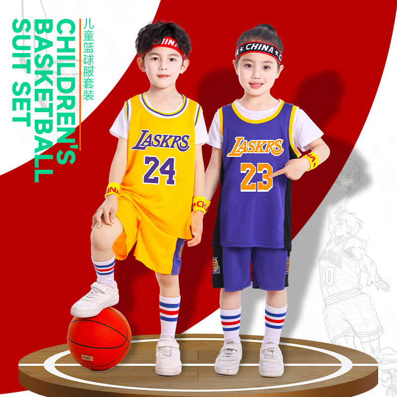 Nba Children's Kindergarten Primary and Secondary School Students Training Summer Short-Sleeved Sports Breathable Quick-Drying Basketball Uniform Suit