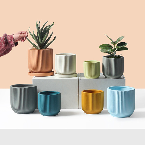 Nordic Style INS Ceramic Planter Fashion Simple Literary Personality Indoor Artificial Flower Devil's Ivy Bonsai Cactus