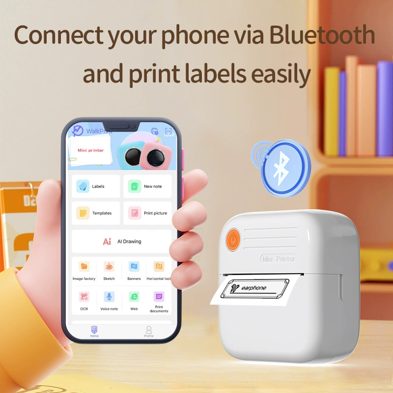 Небольшой домашний принтер, портативный для мобильного телефона, фото, Bluetooth