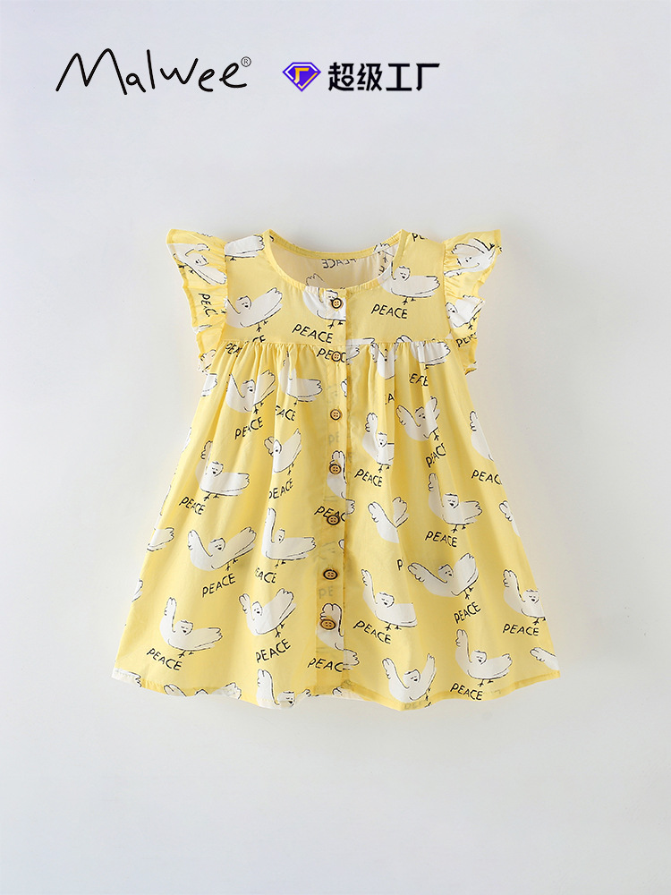 Vestido de verano para niños malwee transfronterizo nuevo estilo europeo y americano falda de moda para niños pequeños y medianos vestido de princesa para niñas