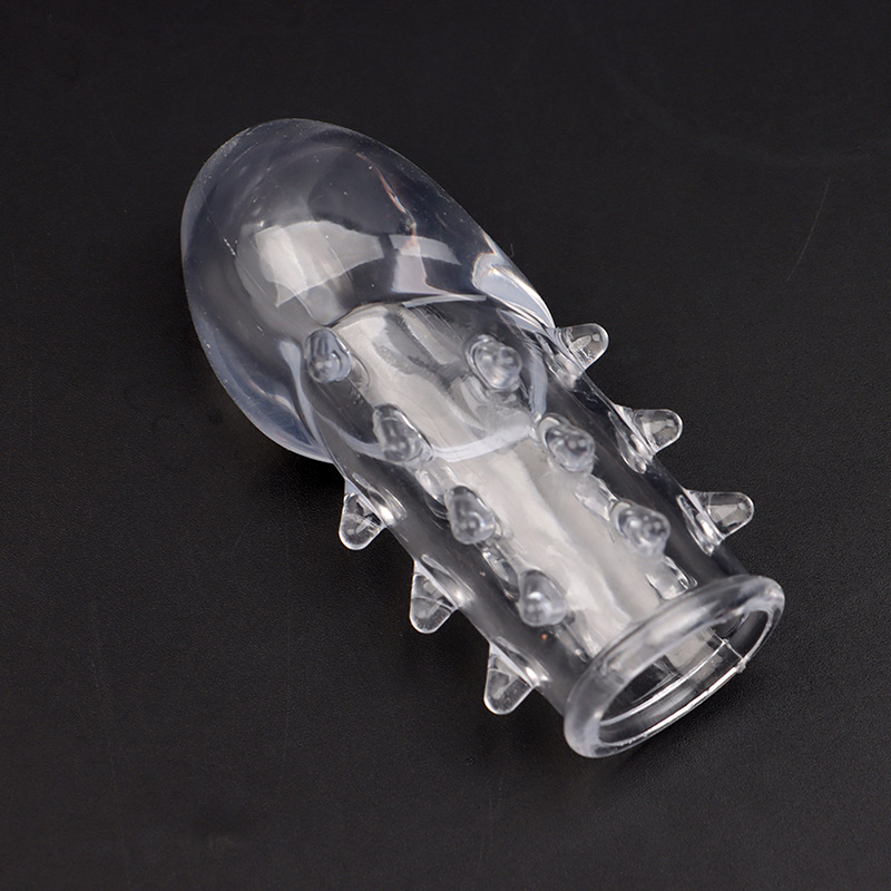 Crystal Textured Glans Sleeve Condom, Wolf-Tooth Stimulation, TPE, Transparent — detail image 3