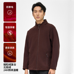新款男士户外保暖防风摇粒绒外套休闲立领冬防静电柔软亲肤抓绒衣