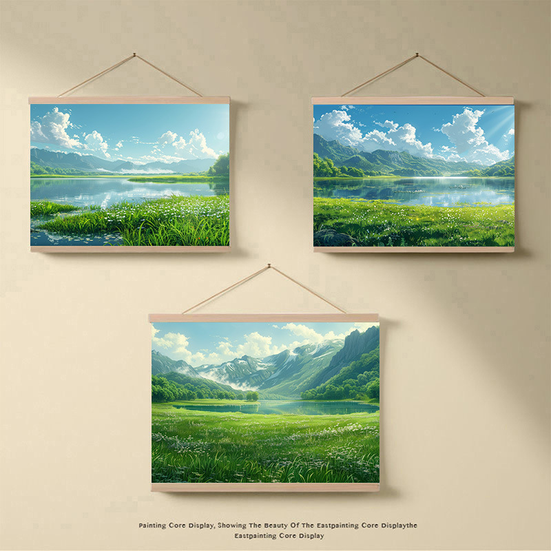Healing Green Mountains and Rivers Scenery Hanging Painting Living Room Photo Background Meter Box Blocking Decorative Painting Gift Hanging Cloth
