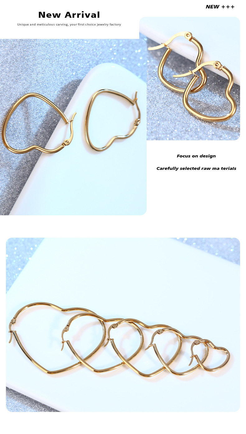 Fashion Heart Shape Stainless Steel Plating Earrings 1 Pair