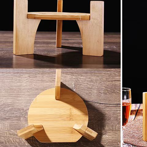 Venta al por mayor botella de vino tapa de bambú base redonda botella de vidrio base cuadrada artesanía decoración florero titular tanque de peces