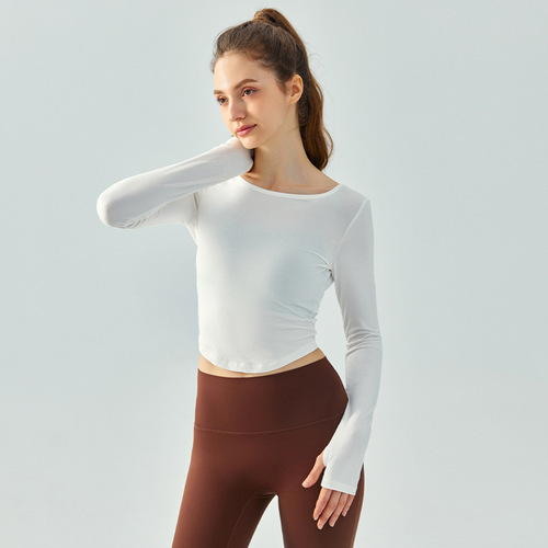 Thin fashionable sports top blouse t-shirt for women Loose casual fitness top Slim slim long-sleeved yoga wear