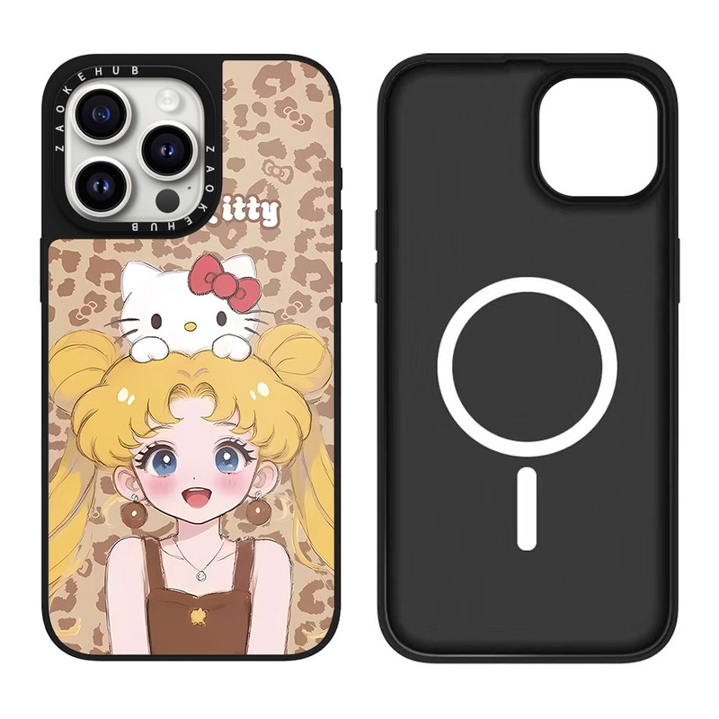 CASE豹纹美少女战士咖啡Kitty猫iPhone16ProMax苹果17镜面手机壳|undefined