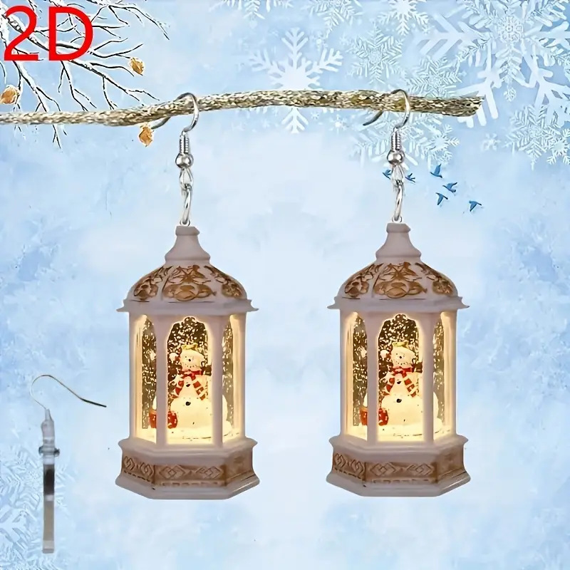 クロスボーダー新製品雪だるまランタンイヤリングアクリルクリスマススノーボールクリスマスイヤリング韓国のシンプルなパーソナライズされたイヤリング|undefined