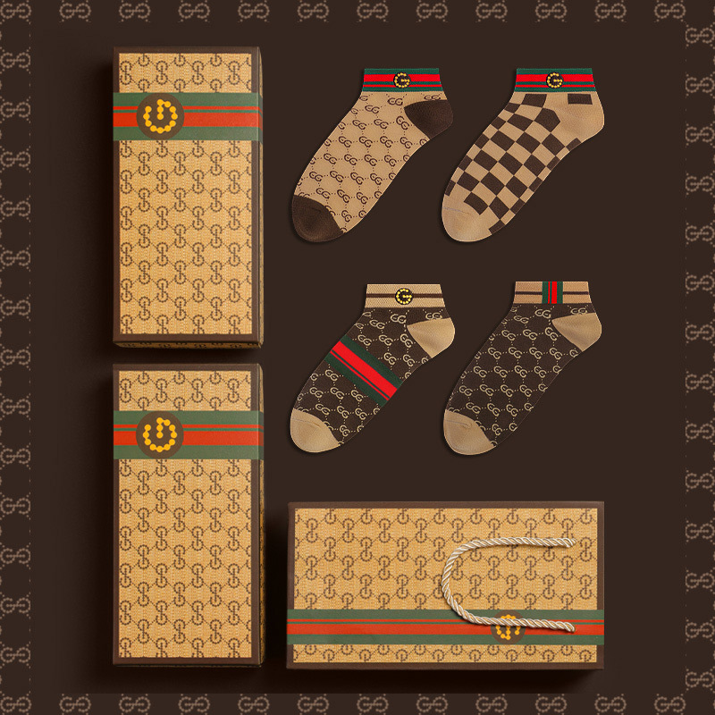 genuine goods GD Men's Short Socks Striped Distinctive Cotton Short Socks GDAD Gift Box Fashionable Men's Socks Deodorant Boat Socks