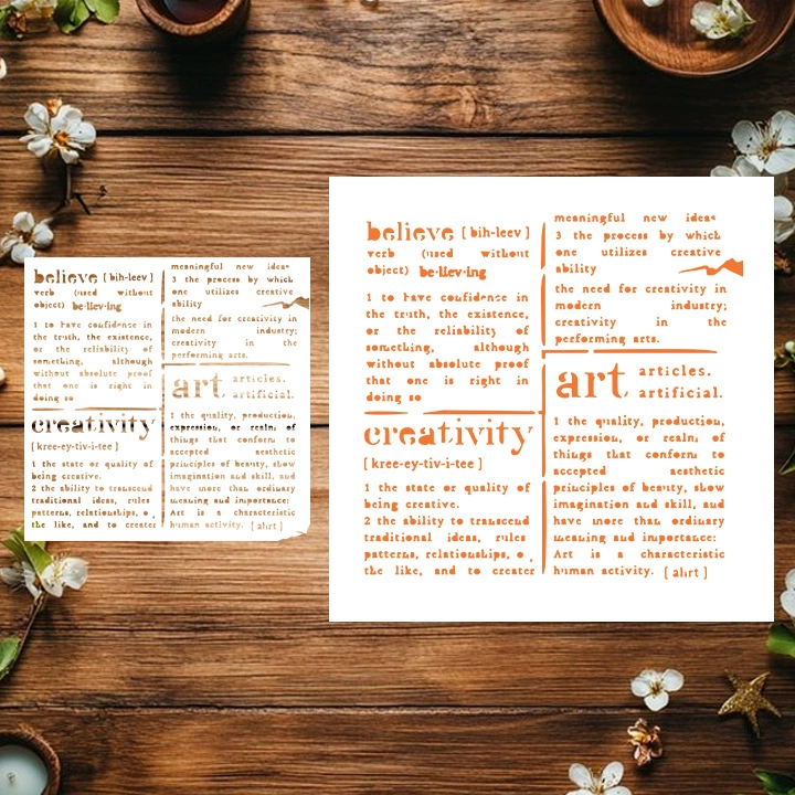 Трансграничная доставка, ручная книга, вырезанная гравировка, ПЭТ-пластиковая защитная панель, ручная роспись, граффити, спрей, декоративный шаблон с надписями