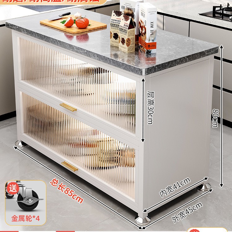 Estante de cocina de pizarra de roca, gabinete de almacenamiento de horno microondas multifuncional de piso, encimera, mesa de corte de verduras, mesa de preparación, armario lateral