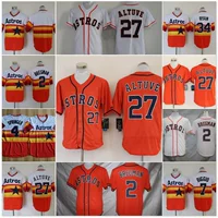 Бейсбольная форма Little Bear Astros Jersey Uniform # 27 # 34 # 7 # Рубашка с 2 вентиляторами элитной версии