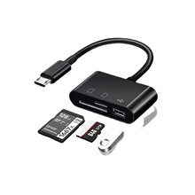 micro三合一手机OTG读卡器转USB3.0 sd tf卡转换器分三手机转接线