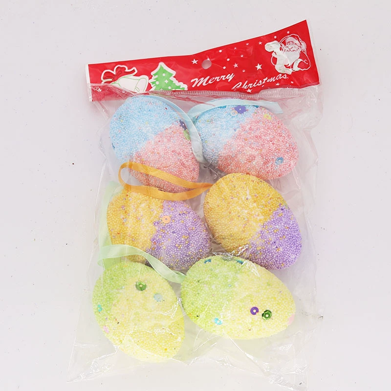 Пасхальное пенопластовое окрашенное яйцо 4*6 см 6 упаковка одна упаковка красочное твердое Яйцо Украшение Висит красочное яйцо головоломка