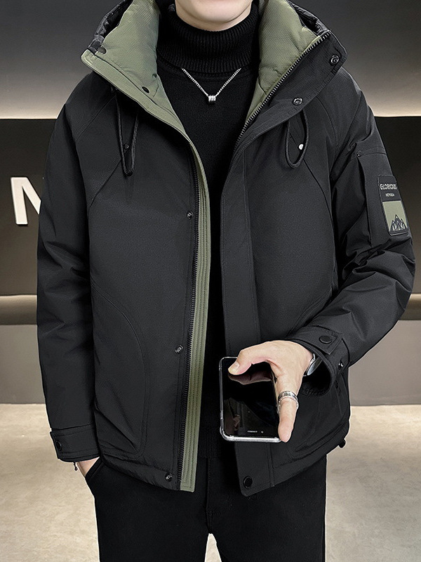New national standard 50 velvet men's down jacket 2024 winter thick warm loose men's hooded duck down jacket