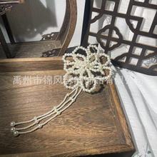 2024新款民国风丸子头珍珠发罩手工制作复古风珍珠花流苏发网