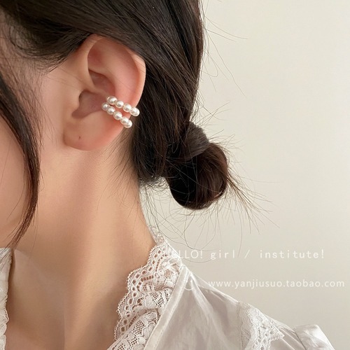 Delicate wind elegant temperament pearl ear bone clip female fairy forest style ultra-fairy simple personality ear clip no ear hole earrings 