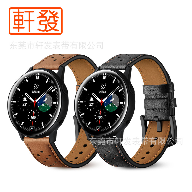 For Samsung Galaxy Watch 4 Classic Strap Head Layer Genuine Leather Cowhide Cave Watch Strap For Samsung Galaxy Watch 4 Classic Strap Head Layer Genuine Leather Cowhide Cave Watch Strap