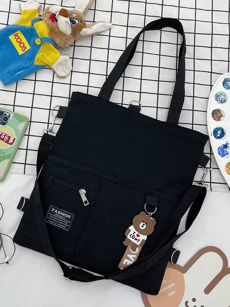 Canvas Bag Multi-Purpose Primary and Secondary School Students Cross-Body Tutoring Book Bag College Students Hand-Held Class Bag Girls Hand-Held Shoulder Bag