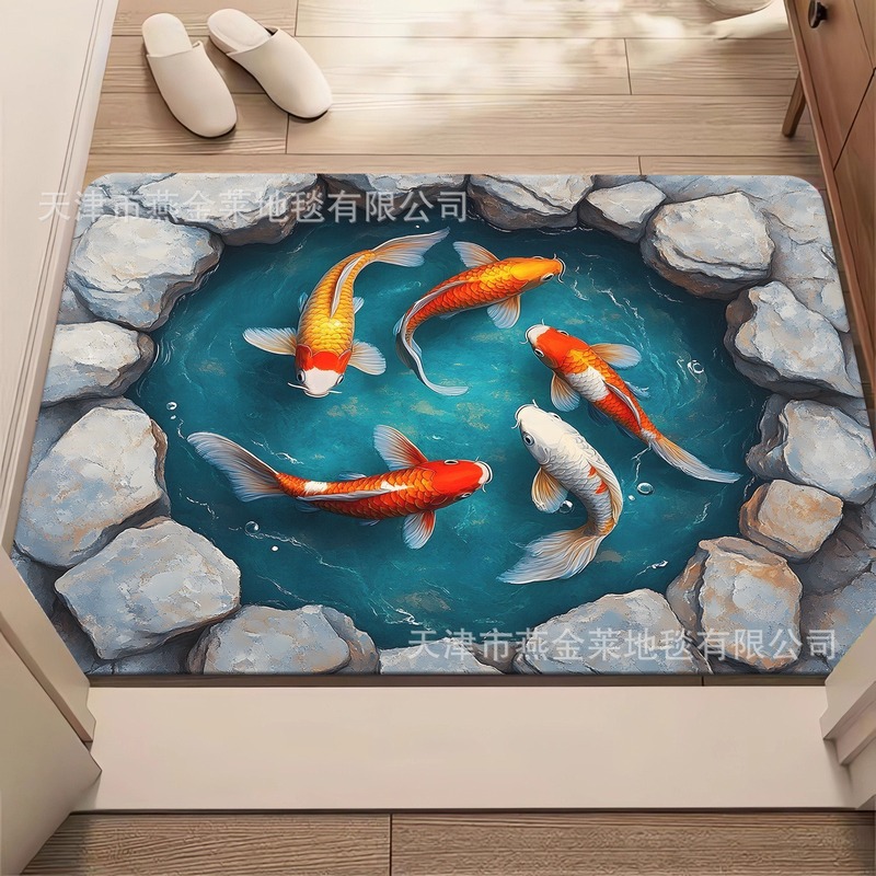 跨境temu美式3D视觉入户玄关耐磨地垫家用浴室防滑吸水易打理脚垫|undefined