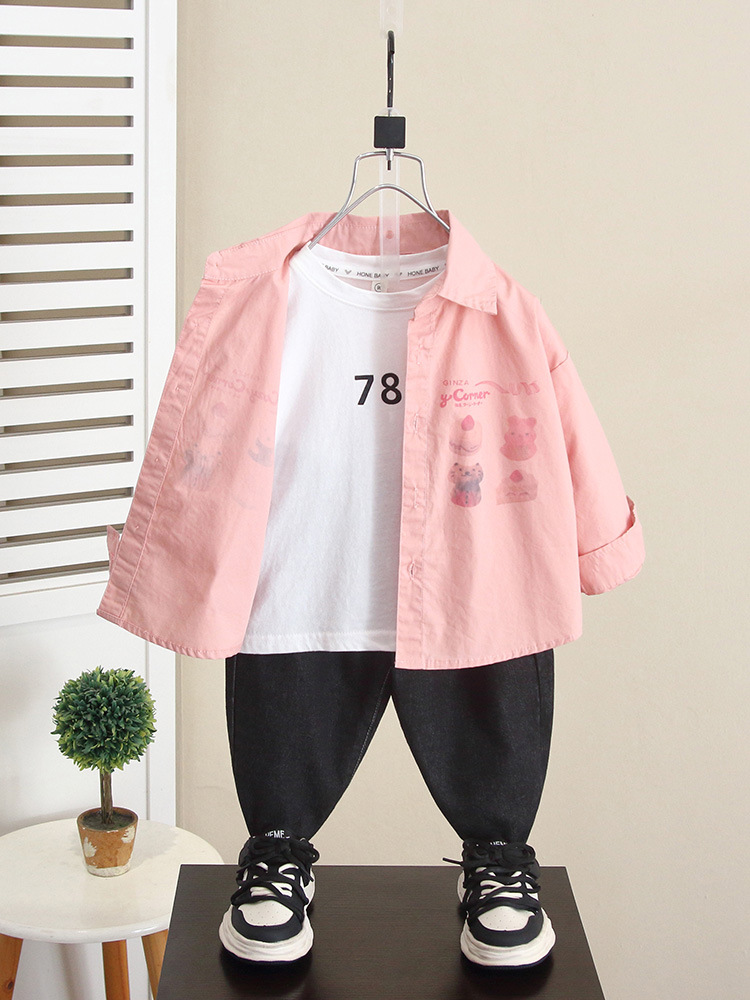 6264 Camisa delgada de otoño para niños Ropa para niños Primavera y otoño Camisa coreana de manga larga 2025 Nueva camisa para bebé