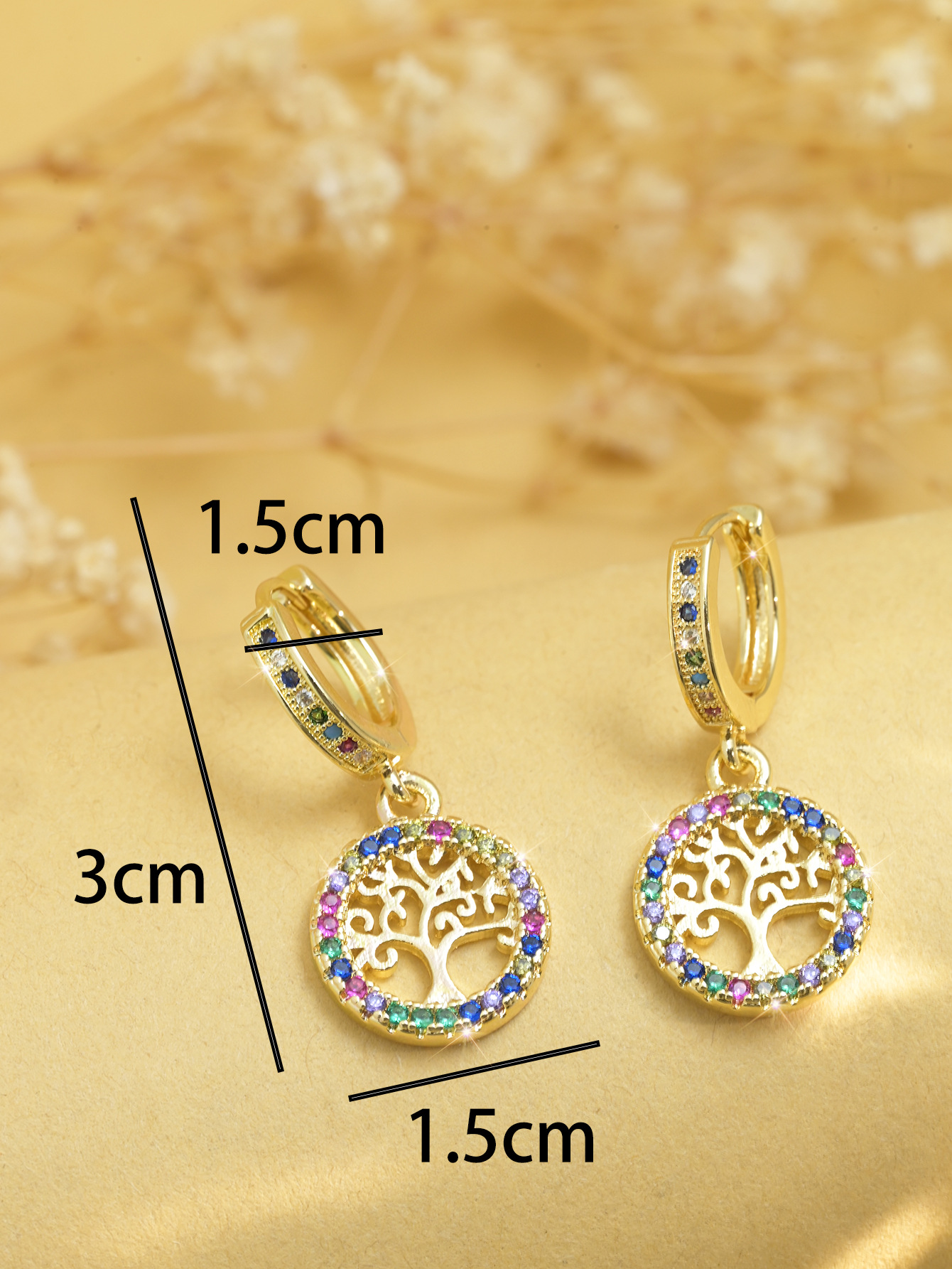 Drop Earrings Classification 1 Pair Elegant Simple Style Cross Life Tree Plating Copper Zircon Drop Earrings